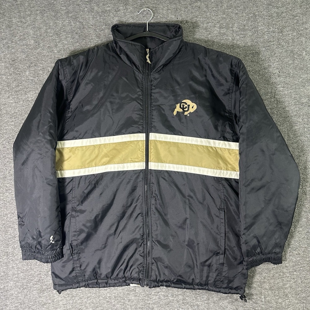 Vintage Colorado Buffaloes Jacket Mens Size Large Black Gold Football‎ Coat NCCA